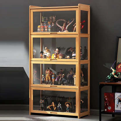Rustic Natural Bamboo Curio Display Cabinet