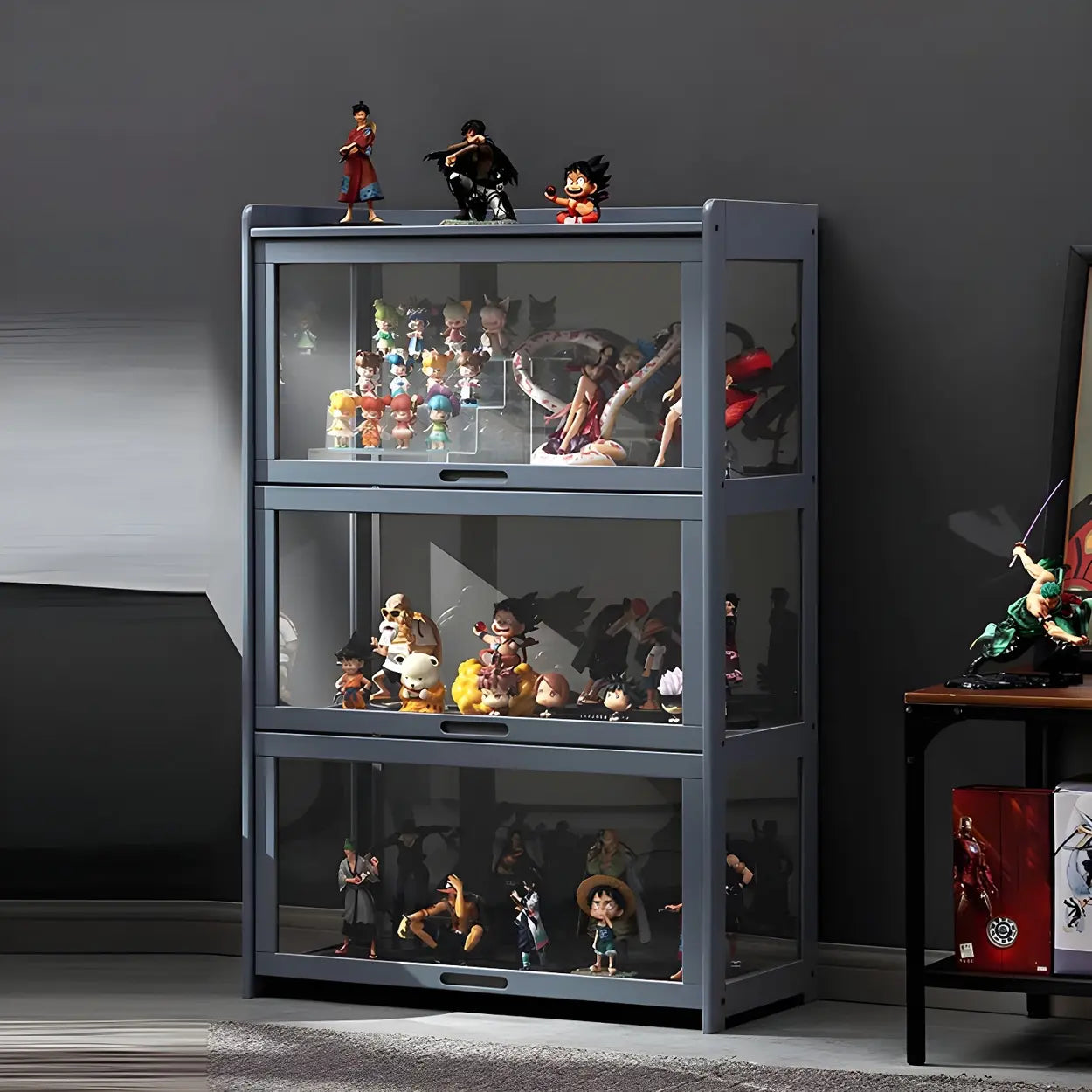 Rustic Natural Bamboo Curio Display Cabinet