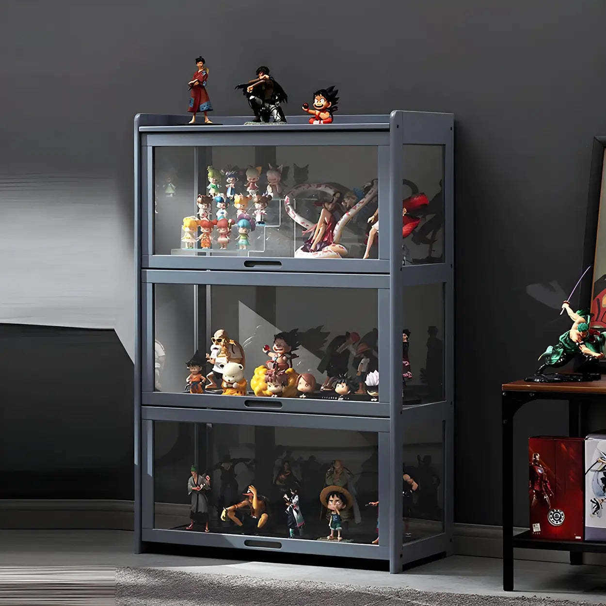 Rustic Natural Bamboo Curio Display Cabinet