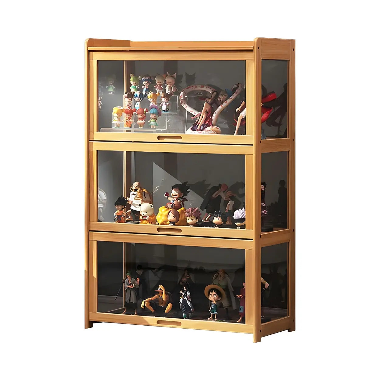 Rustic Natural Bamboo Curio Display Cabinet — Natural
