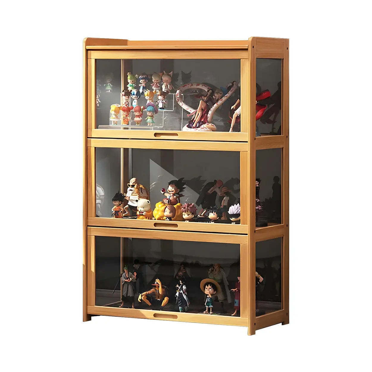 Rustic Natural Bamboo Curio Display Cabinet — Natural