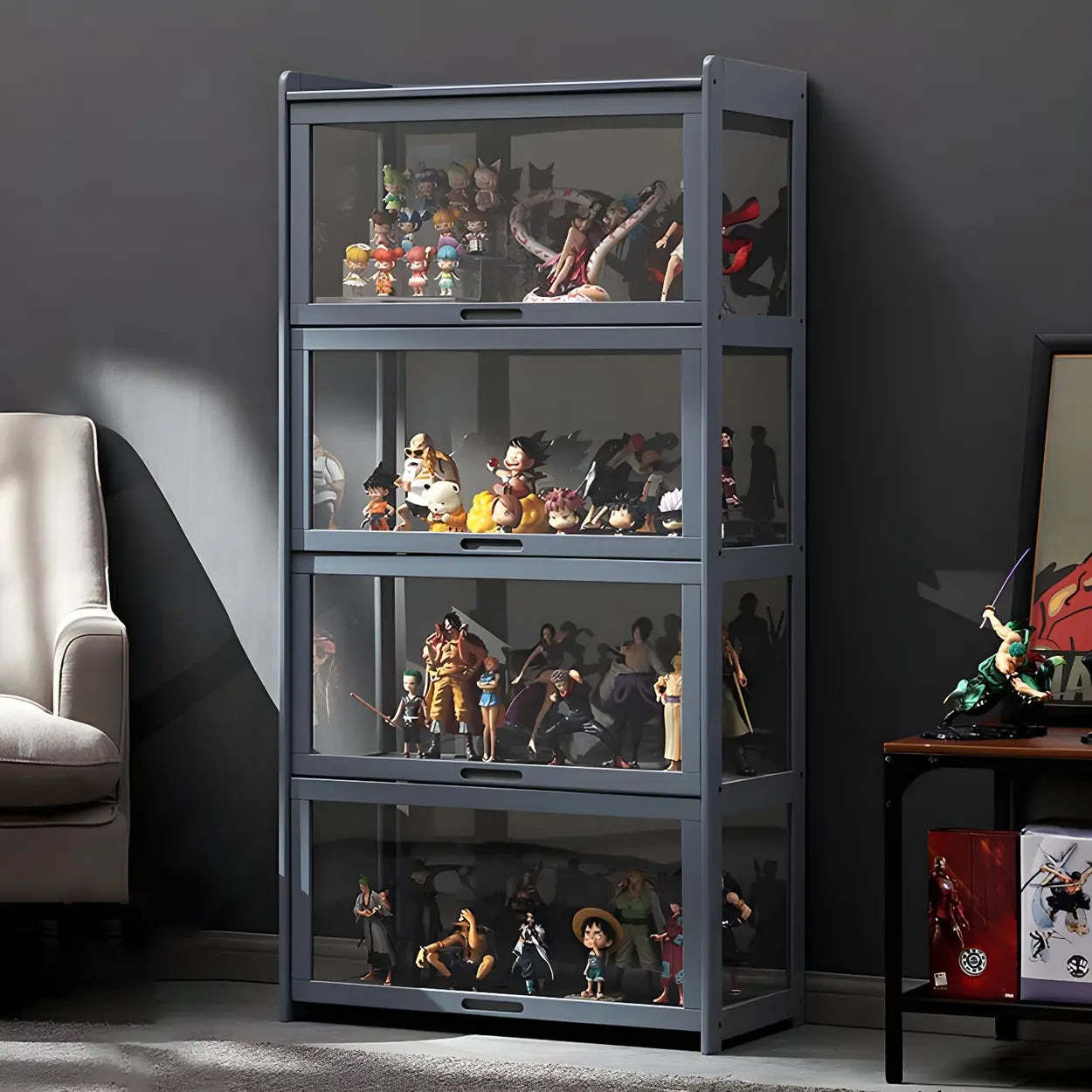 Rustic Natural Bamboo Curio Display Cabinet
