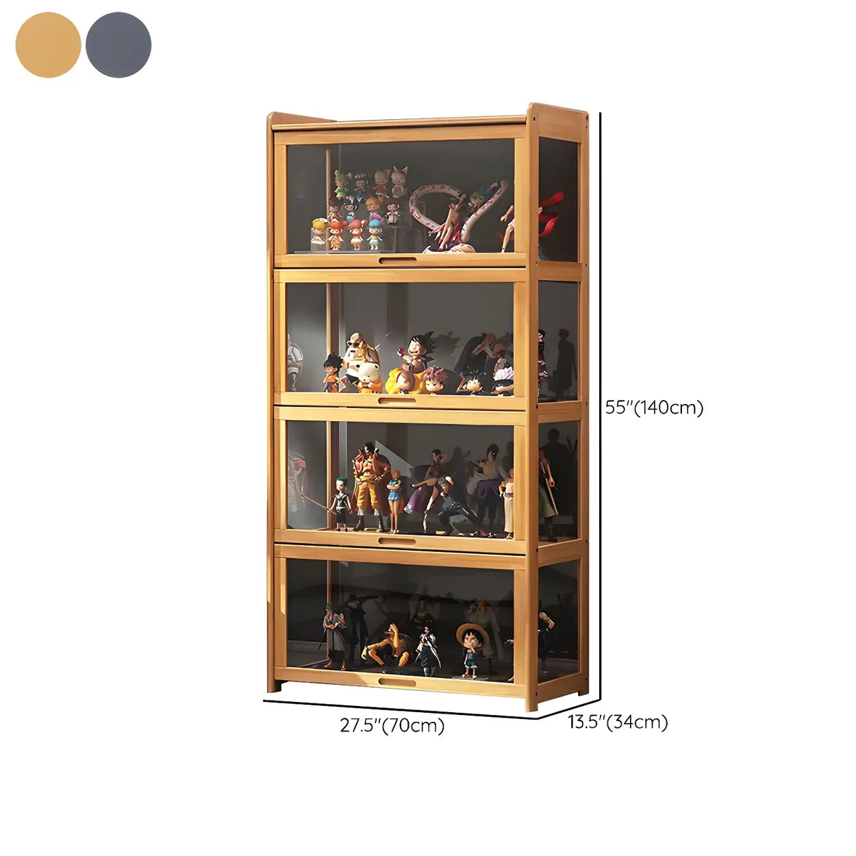Rustic Natural Bamboo Curio Display Cabinet