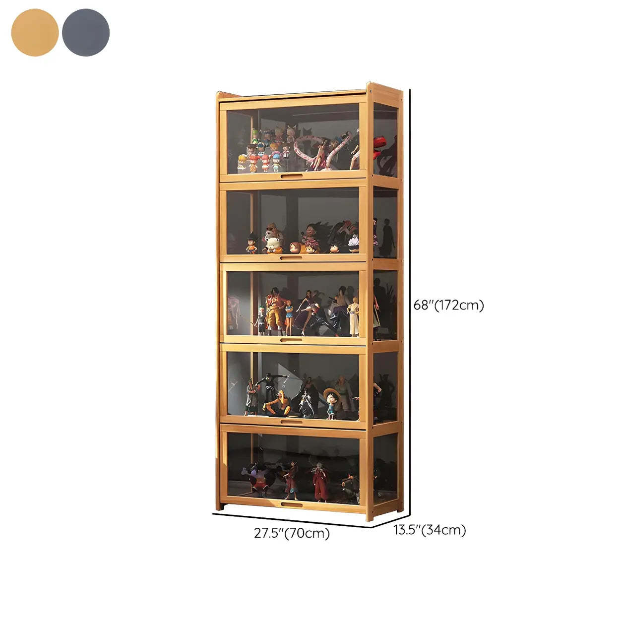 Rustic Natural Bamboo Curio Display Cabinet