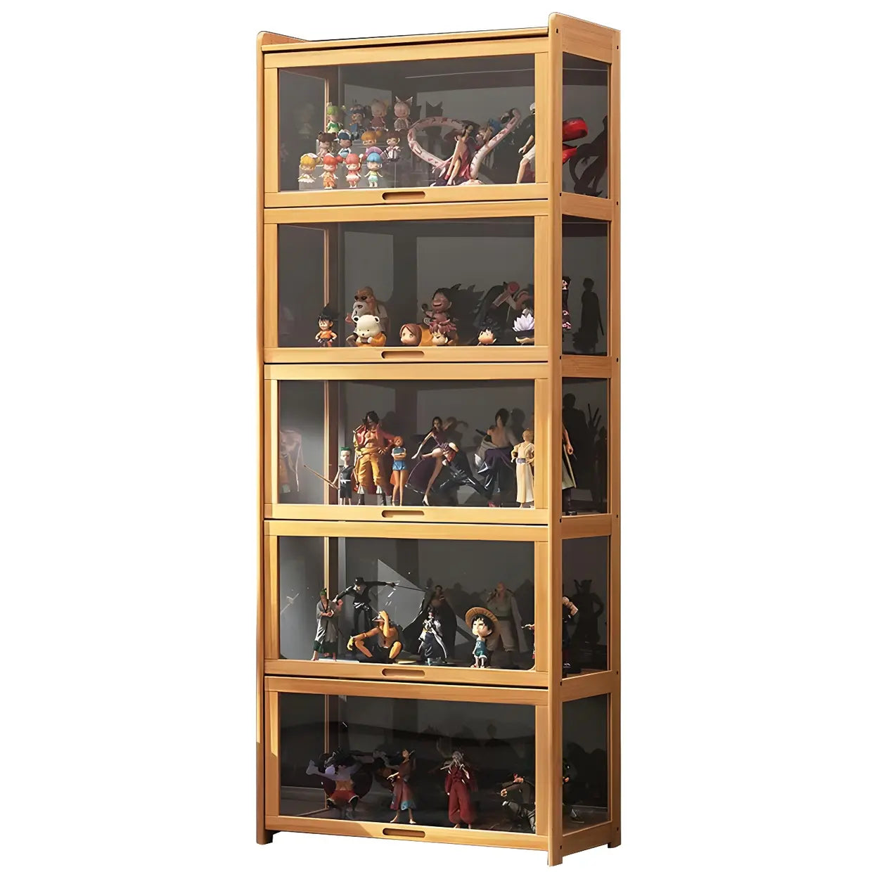 Rustic Natural Bamboo Curio Display Cabinet — Natural
