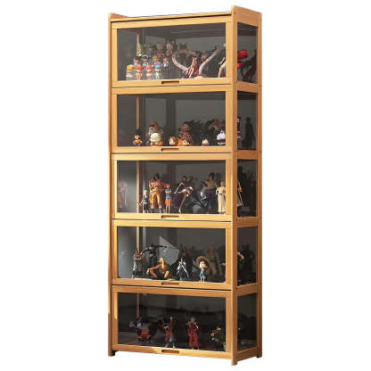 Rustic Natural Bamboo Curio Display Cabinet — Natural