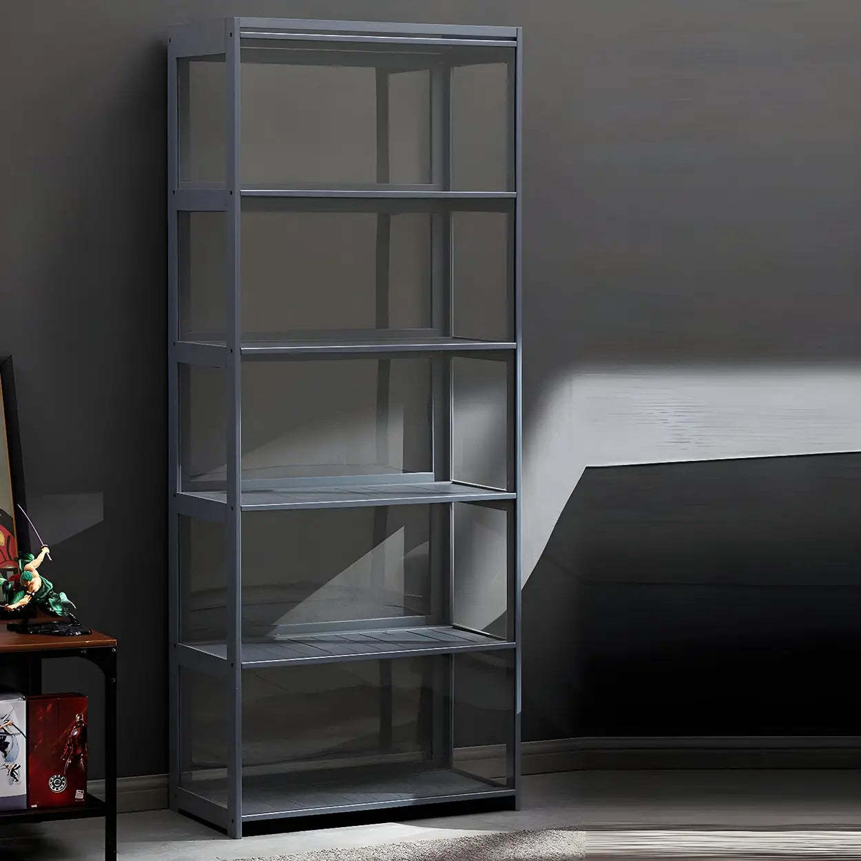 Rustic Natural Bamboo Curio Display Cabinet