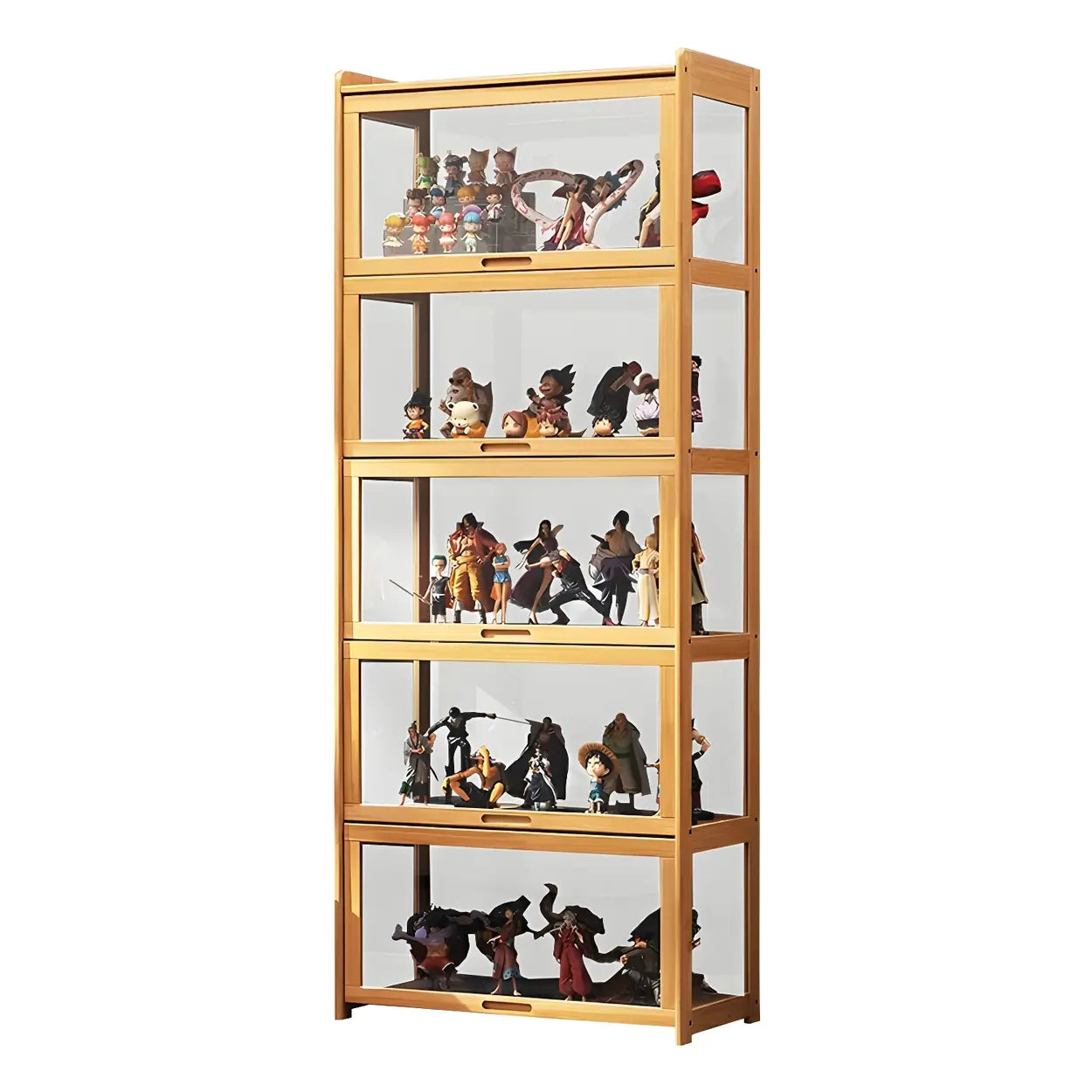 Rustic Natural Bamboo Curio Display Cabinet