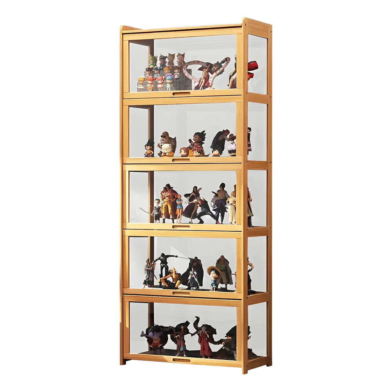 Rustic Natural Bamboo Curio Display Cabinet