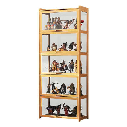 Rustic Natural Bamboo Curio Display Cabinet