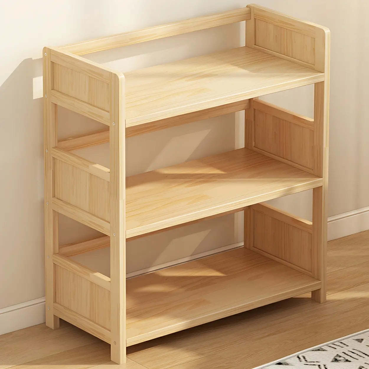 Rustic Pine Open Storage Bookcase