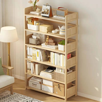 Rustic Pine Open Storage Bookcase