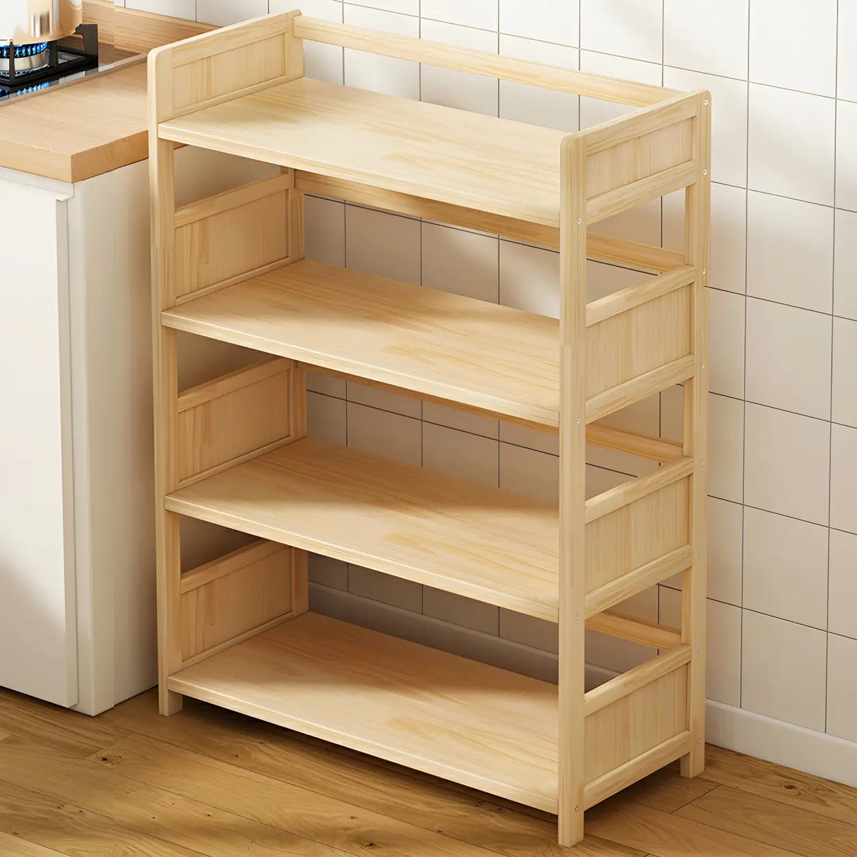 Rustic Pine Open Storage Bookcase