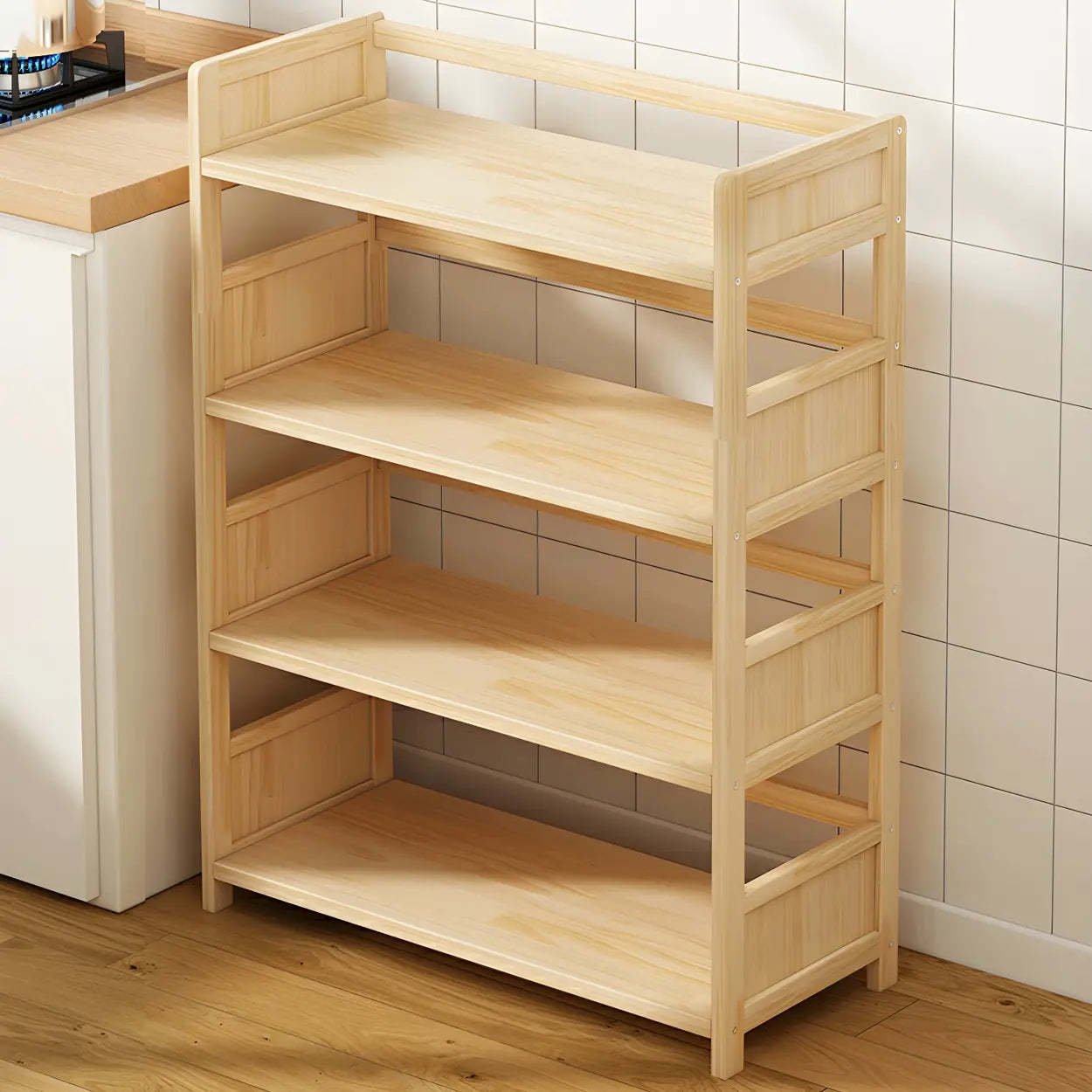Rustic Pine Open Storage Bookcase