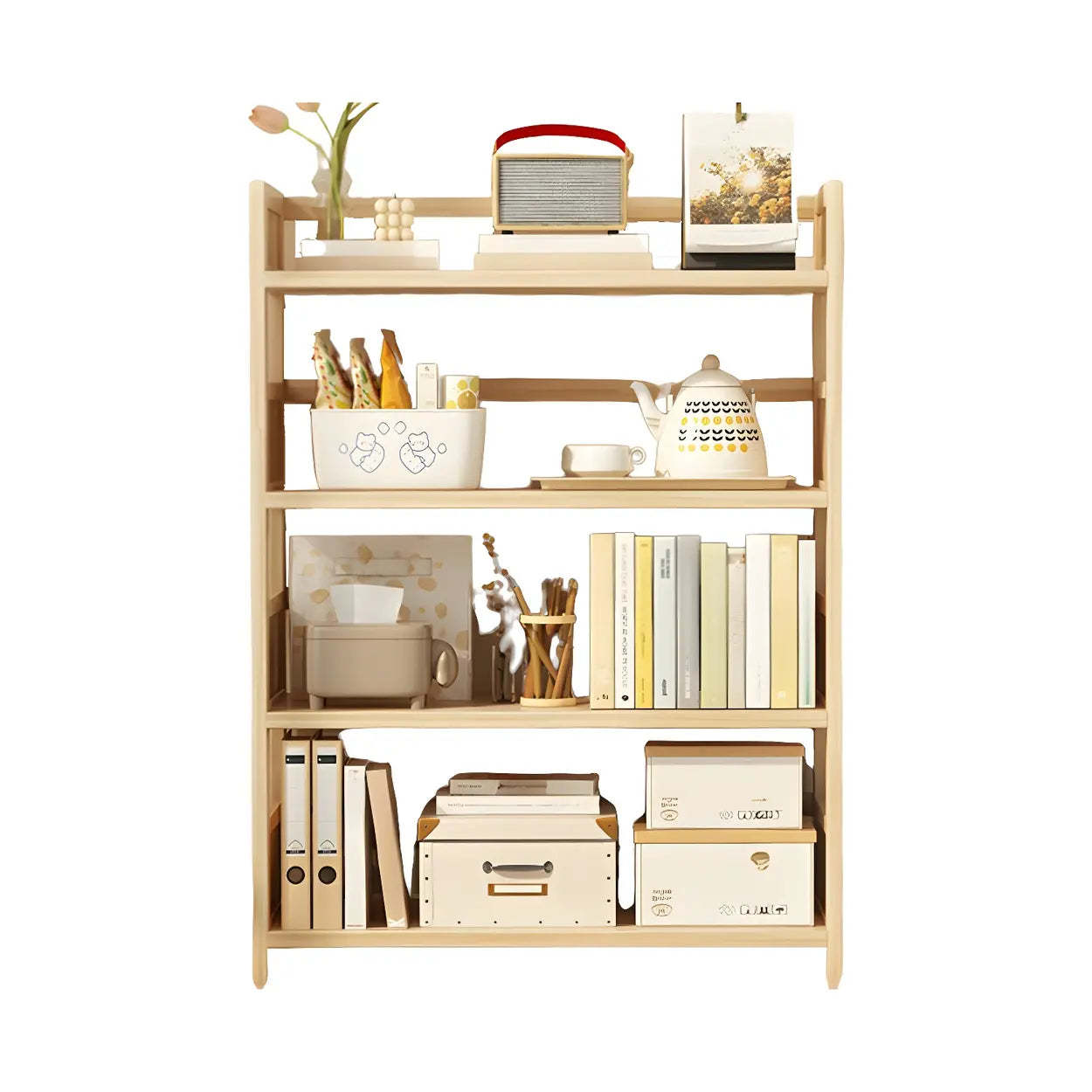 Rustic Pine Open Storage Bookcase