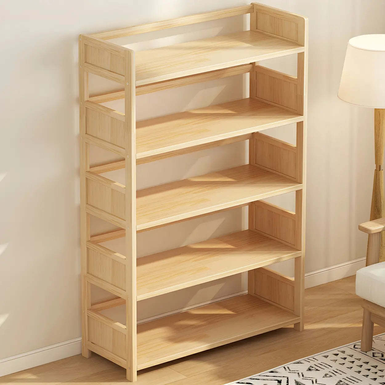 Rustic Pine Open Storage Bookcase