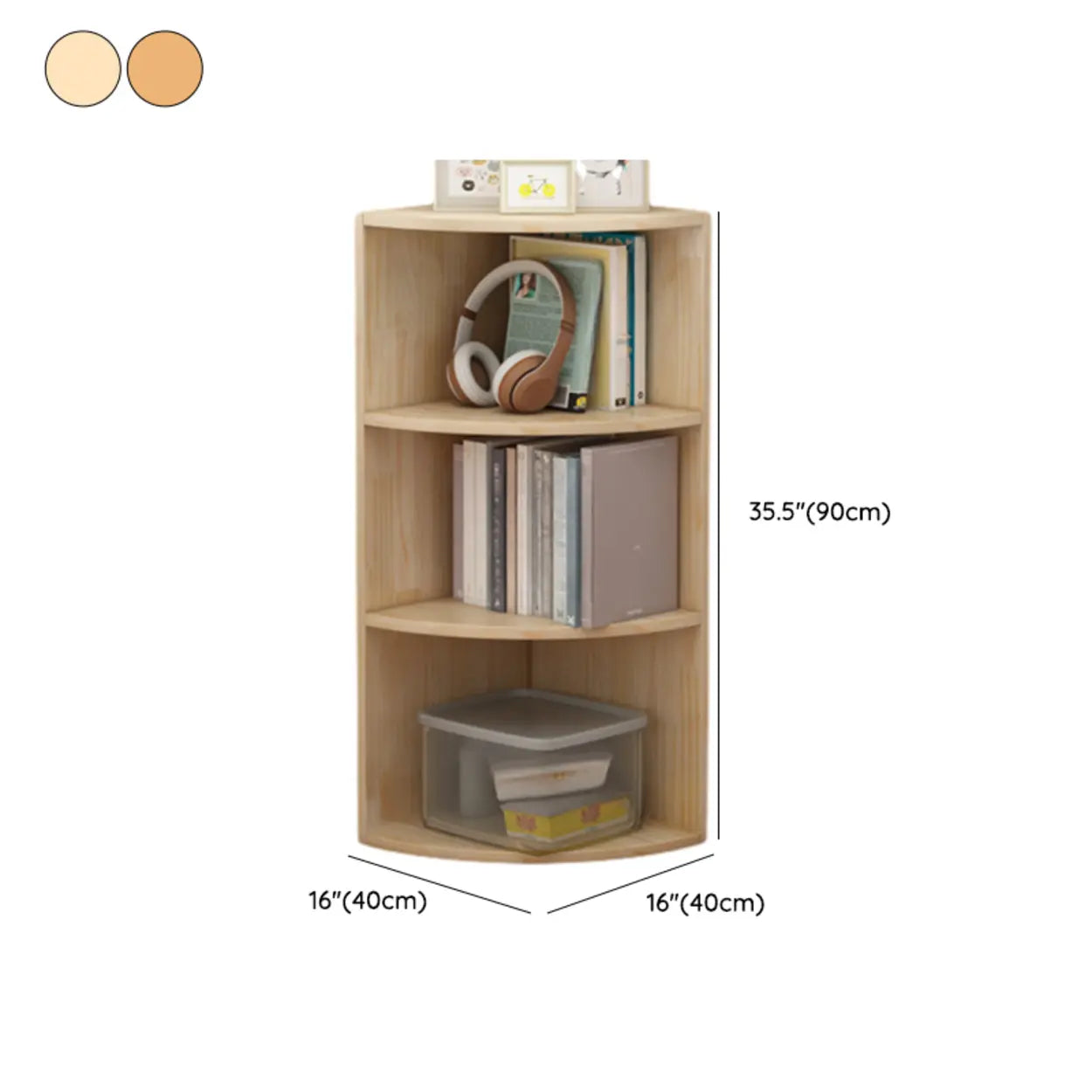 Rustic Triangle Corner Bookcase — Light Walnut