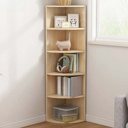 Rustic Triangle Corner Bookcase — Natural Finish