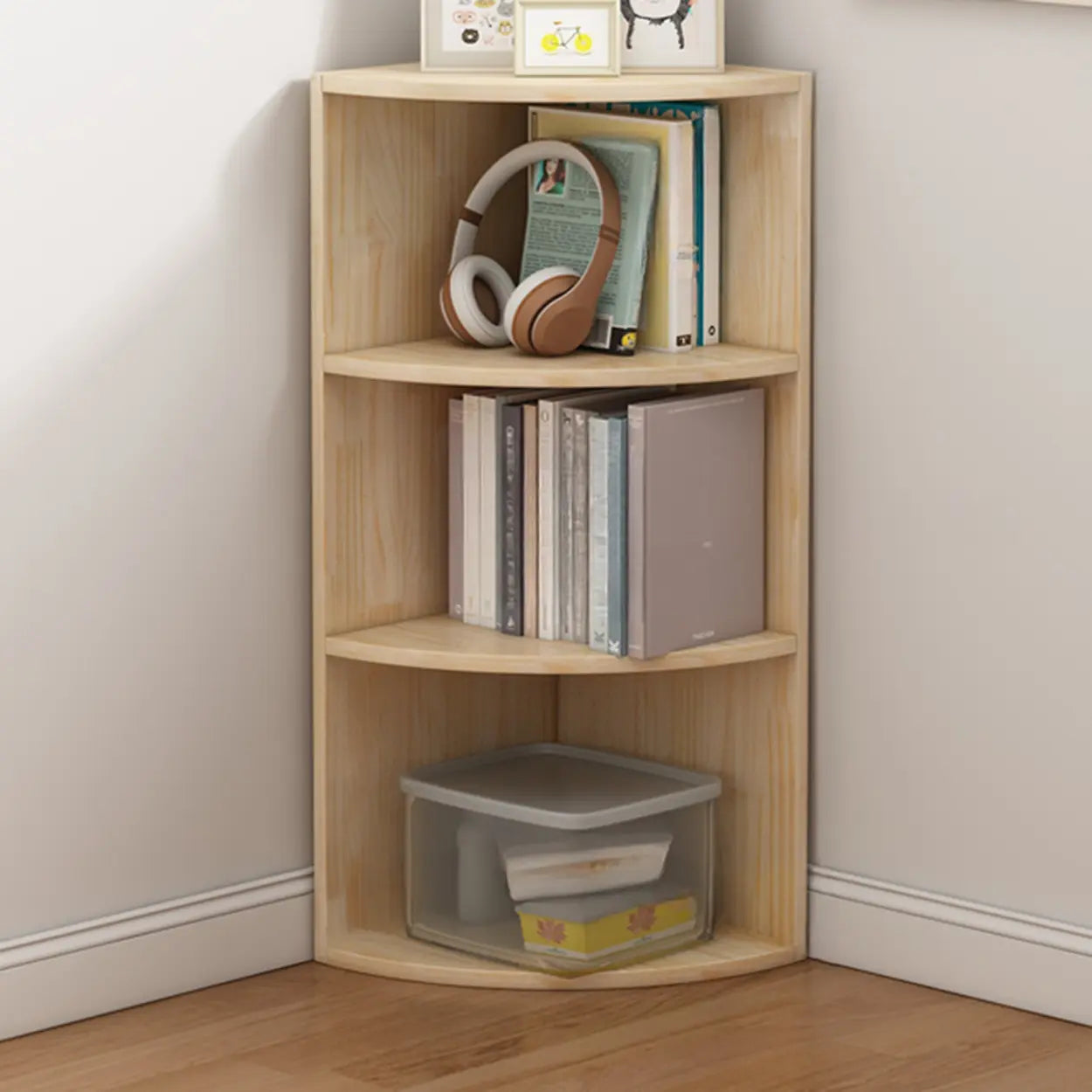 Rustic Triangle Corner Bookcase — Natural Finish