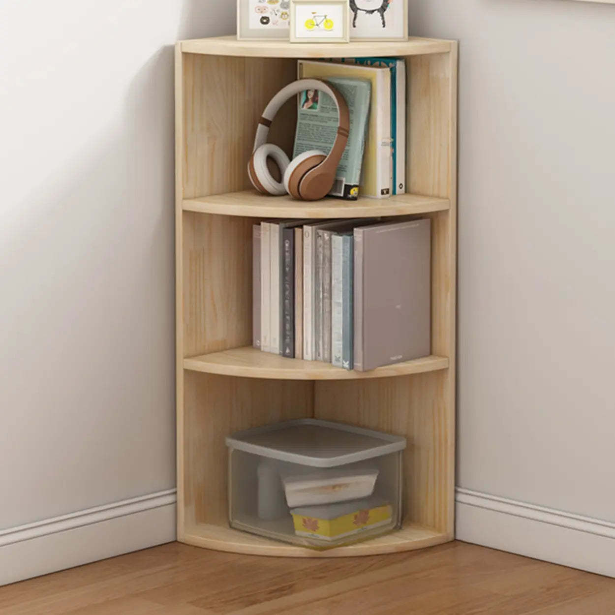 Rustic Triangle Corner Bookcase — Natural Finish