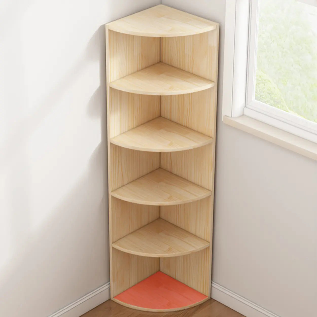 Rustic Triangle Corner Bookcase — Natural Finish