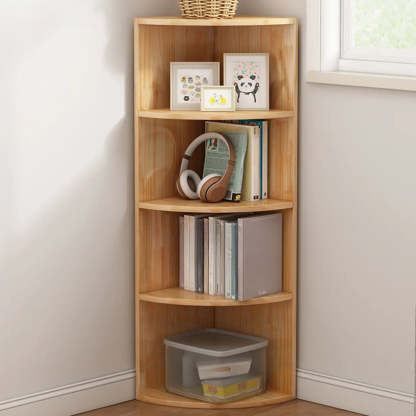 Rustic Triangle Corner Bookcase — Natural Finish