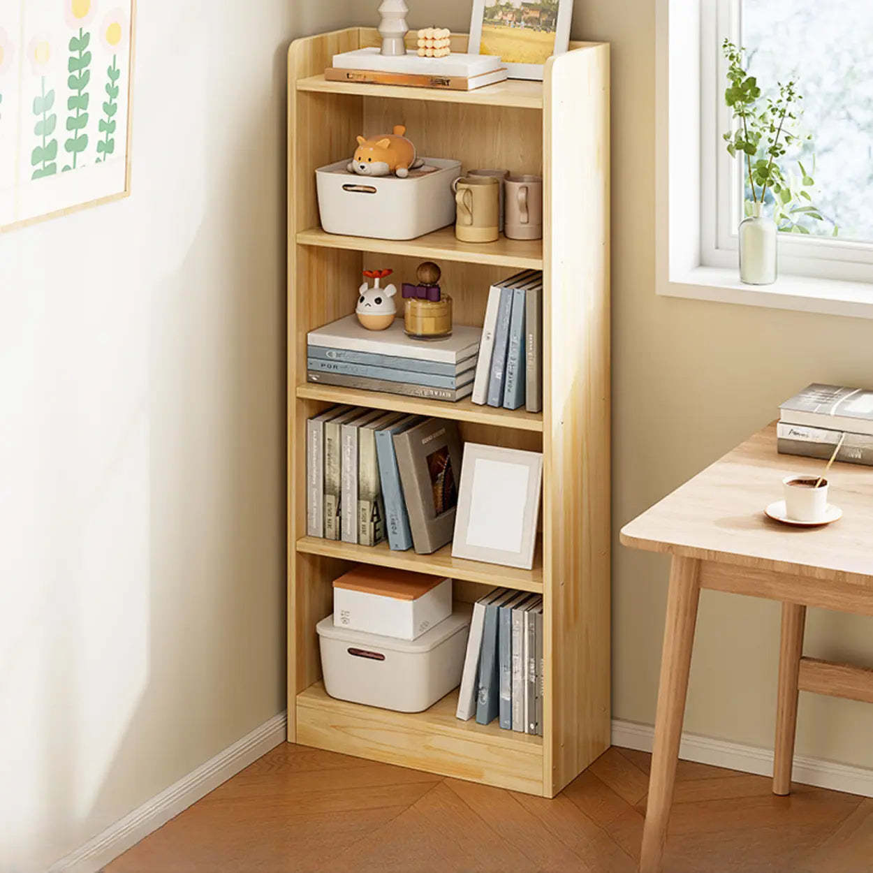 Rustic Natural Wooden Storage Bookcase