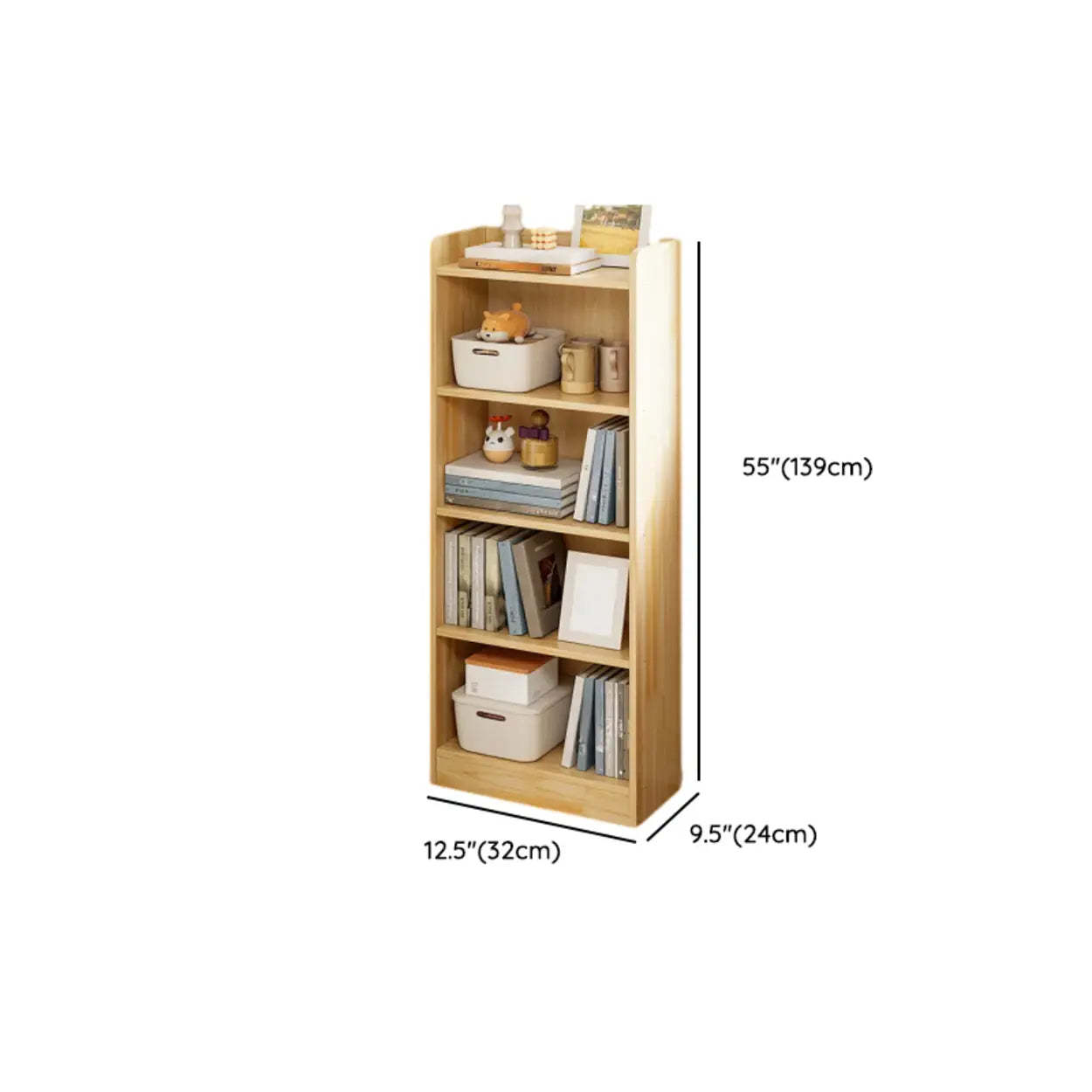 Rustic Natural Wooden Storage Bookcase