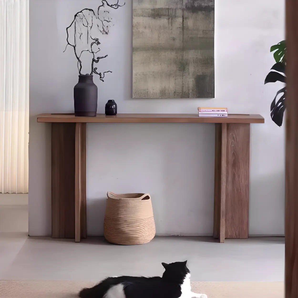 Rustic Natural Rectangular Wood Console Table