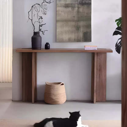 Rustic Natural Rectangular Wood Console Table