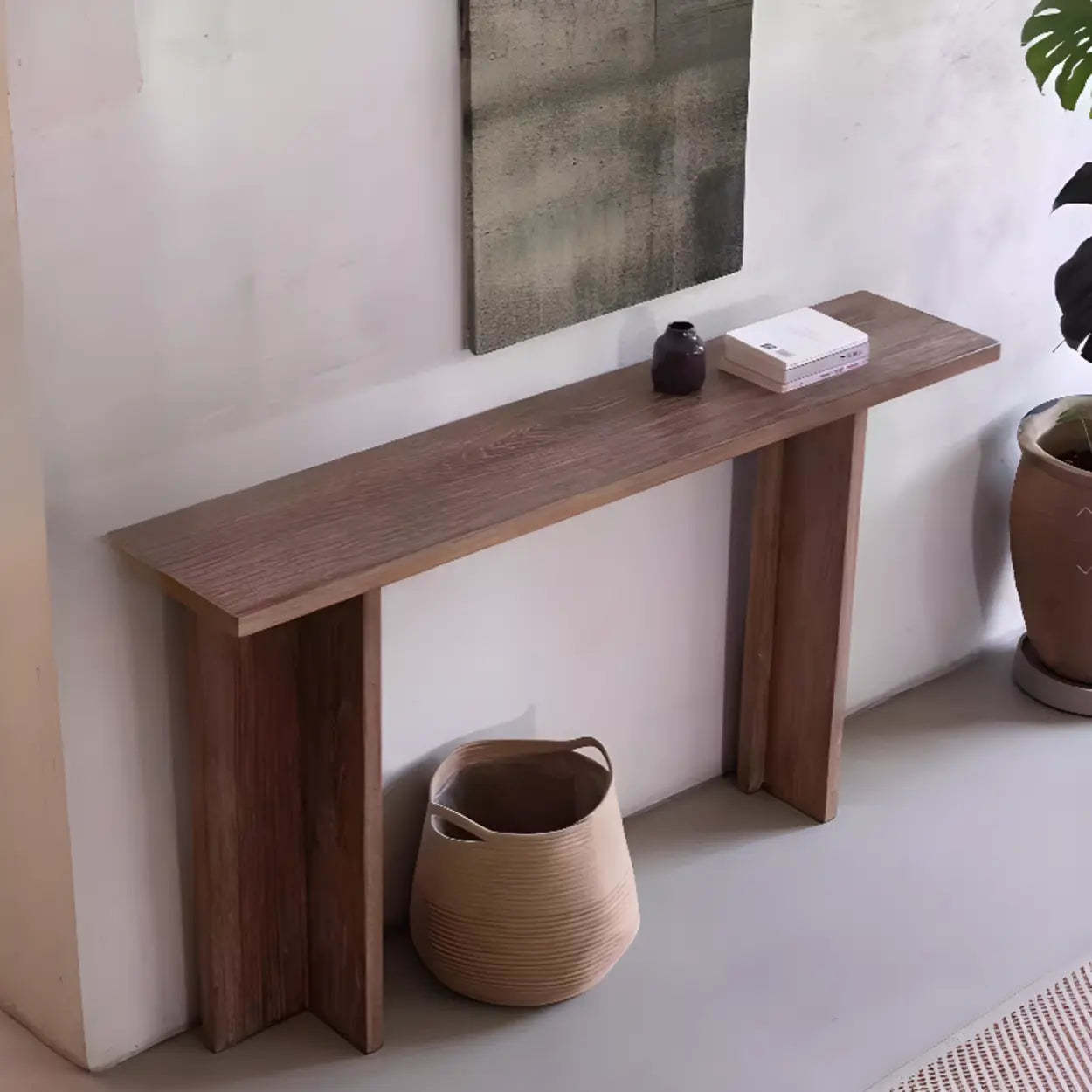 Rustic Natural Rectangular Wood Console Table