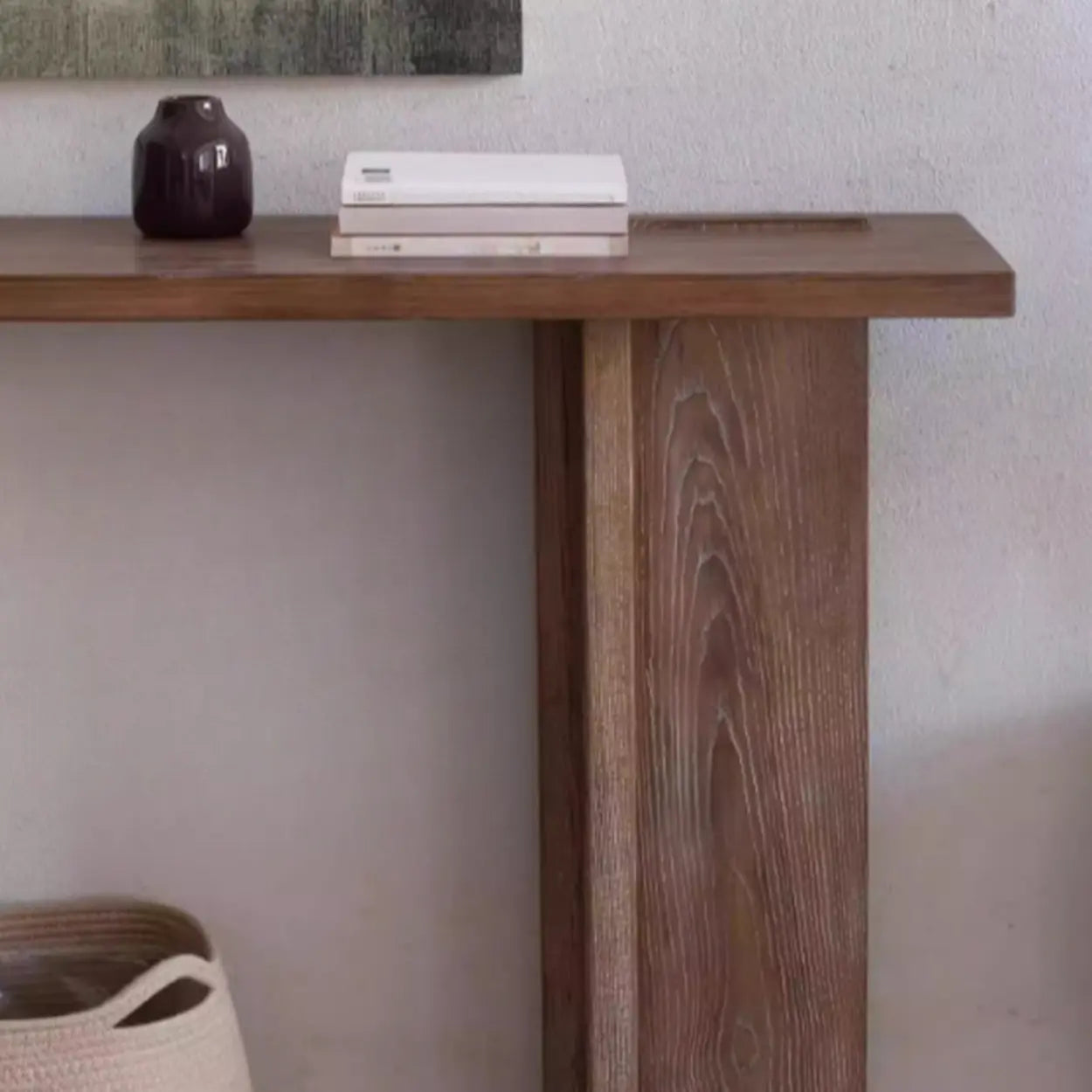 Rustic Natural Rectangular Wood Console Table