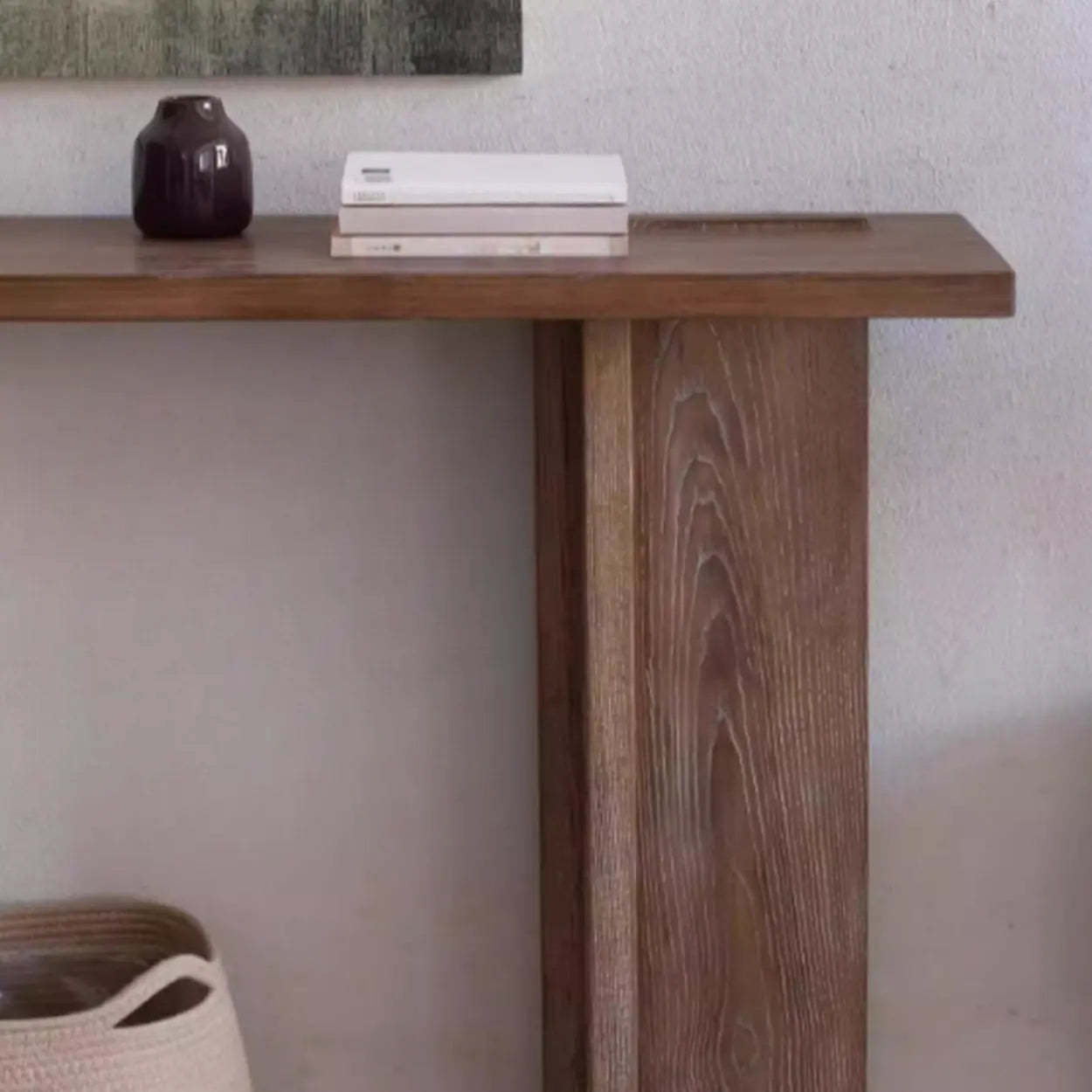 Rustic Natural Rectangular Wood Console Table