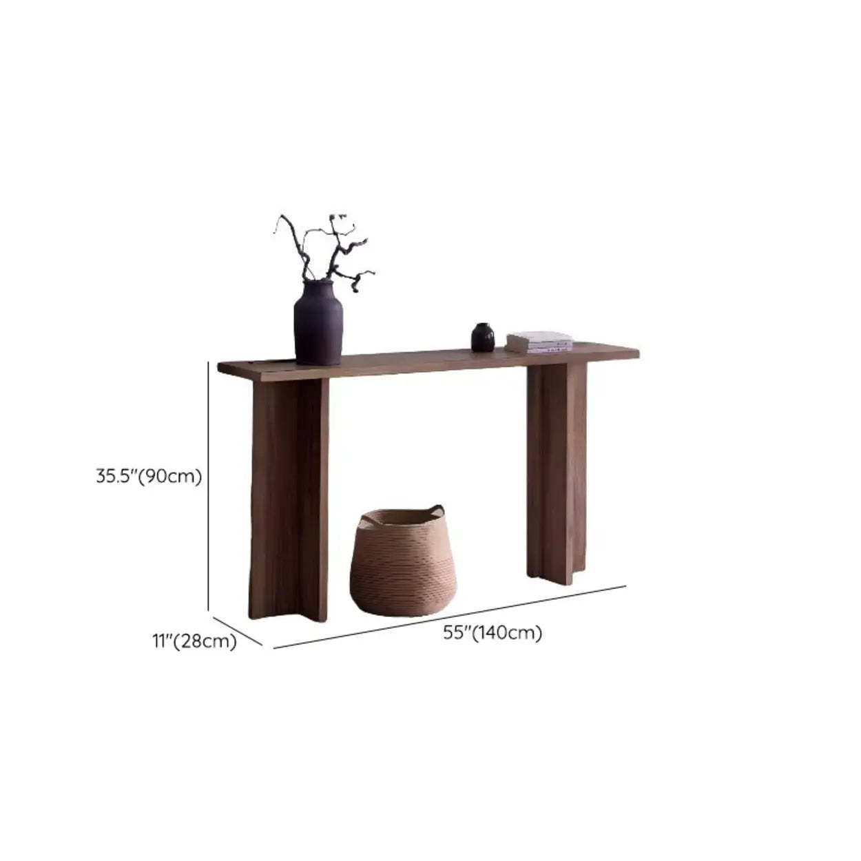 Rustic Natural Rectangular Wood Console Table