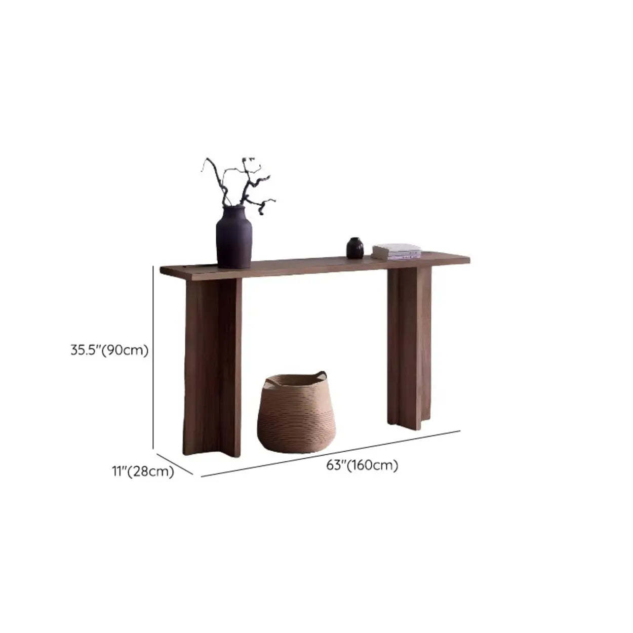 Rustic Natural Rectangular Wood Console Table