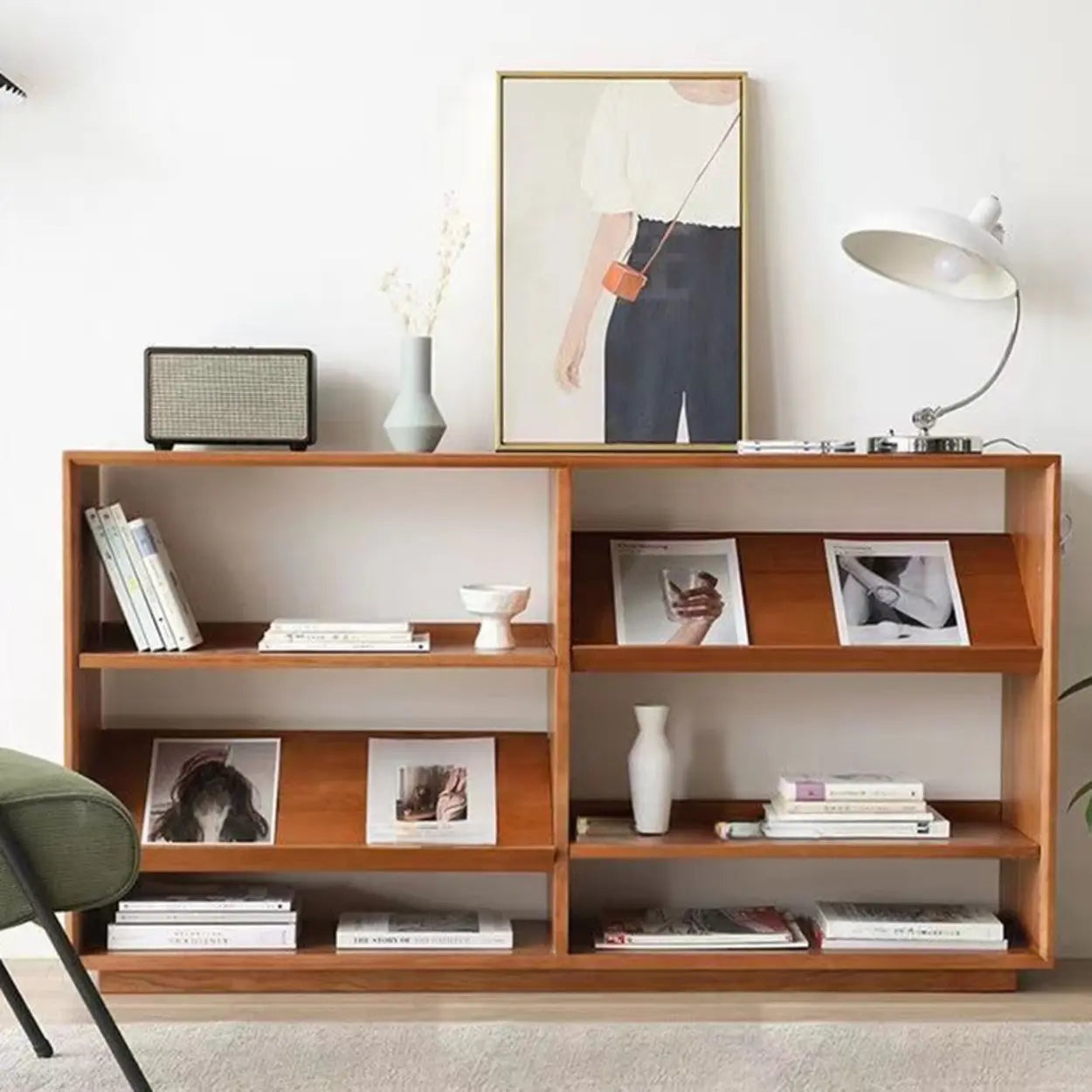 Rustic Open Back Auburn Rectangular Wood Bookshelf