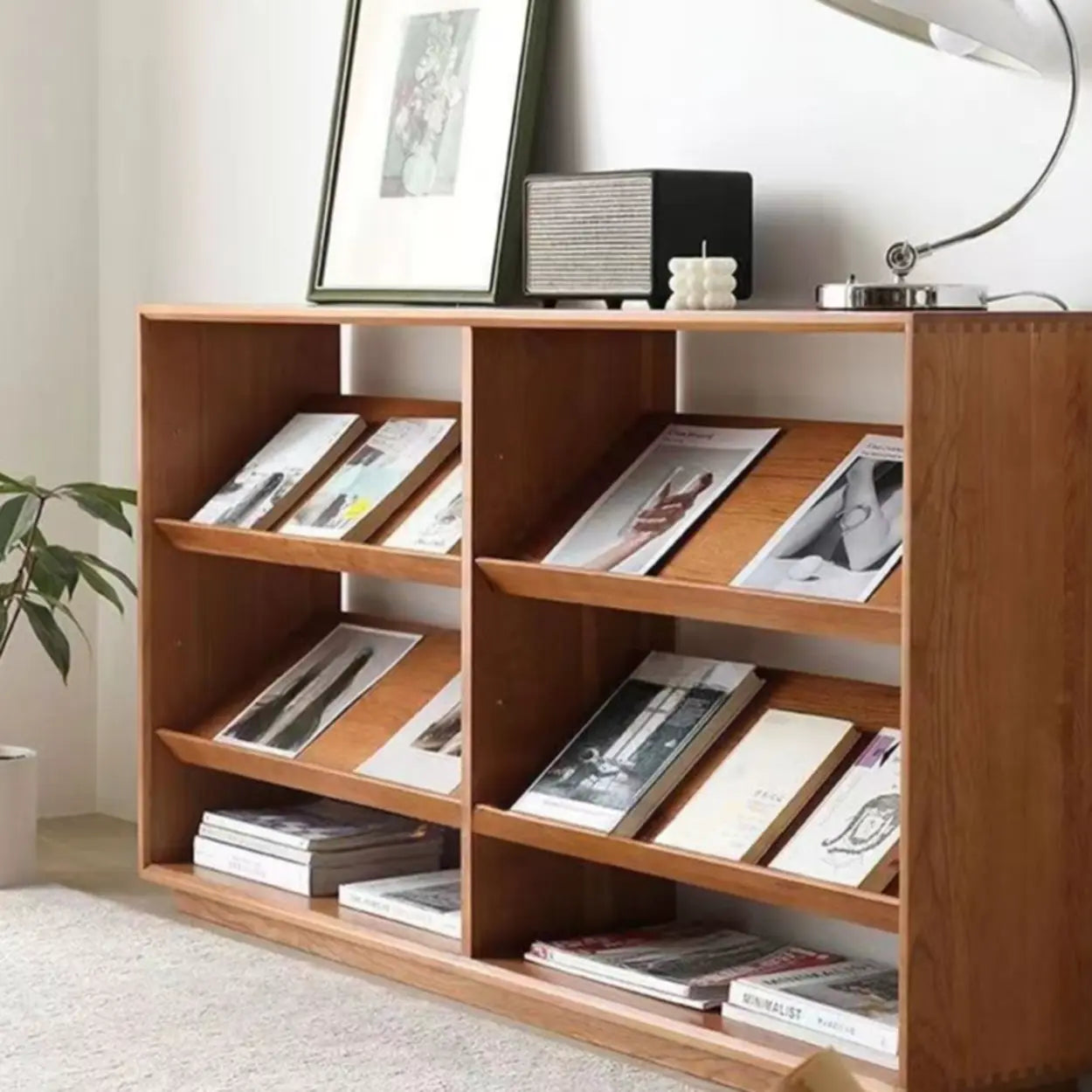 Rustic Open Back Auburn Rectangular Wood Bookshelf