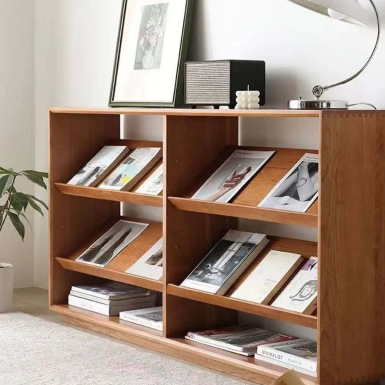 Rustic Open Back Auburn Rectangular Wood Bookshelf