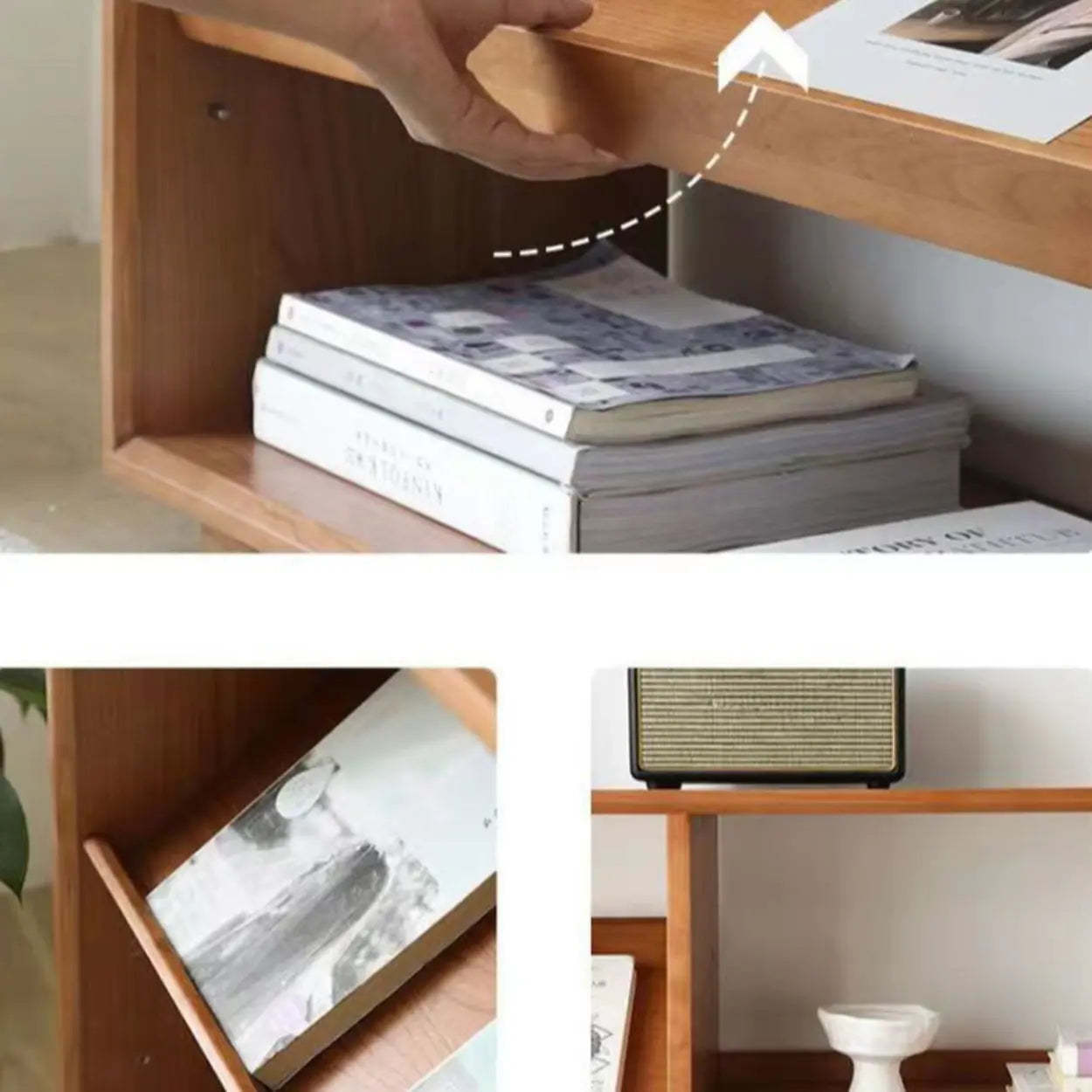 Rustic Open Back Auburn Rectangular Wood Bookshelf