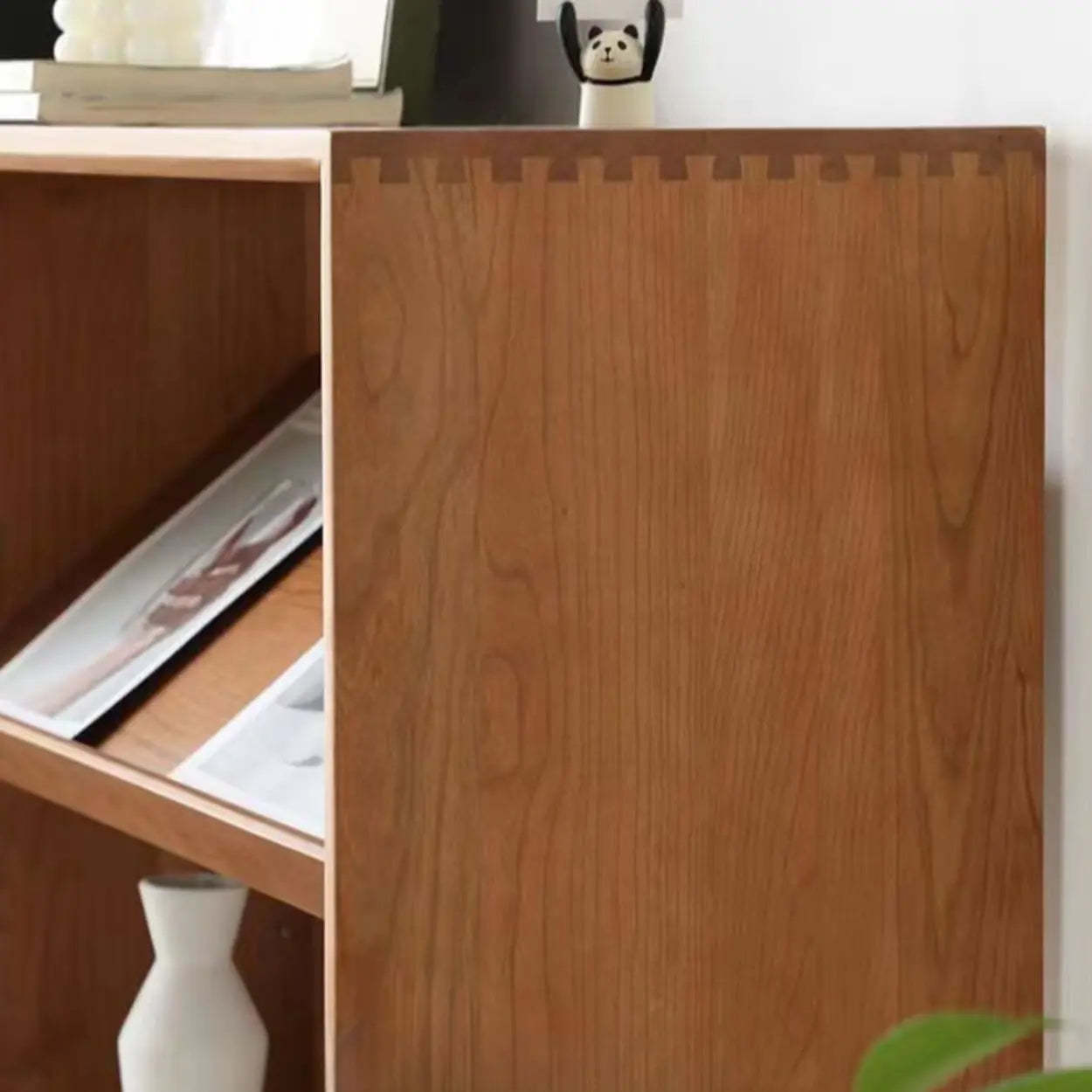 Rustic Open Back Auburn Rectangular Wood Bookshelf