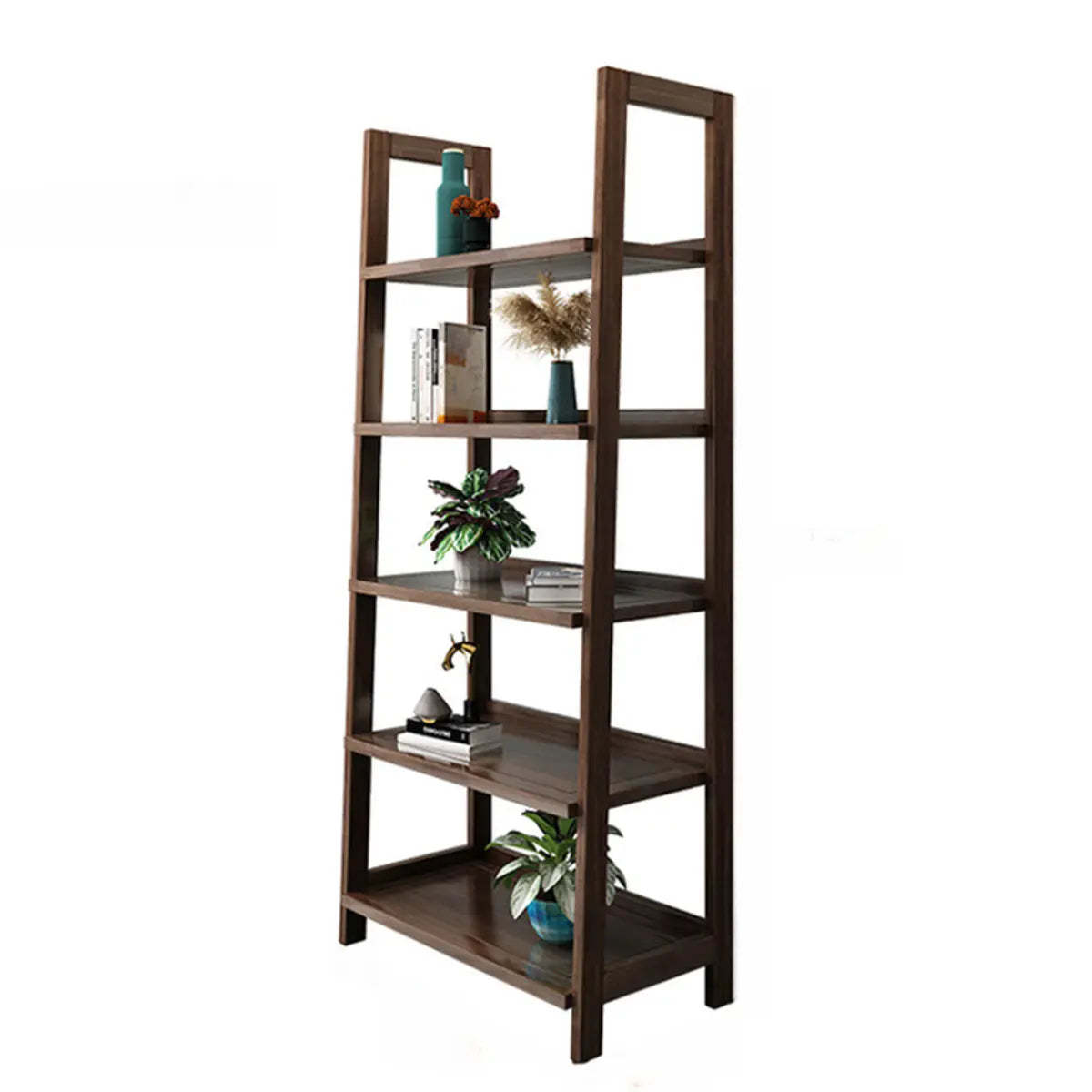 Brown wood ladder geometric display cabinets - modern — 33" L x 18" W x 77" H