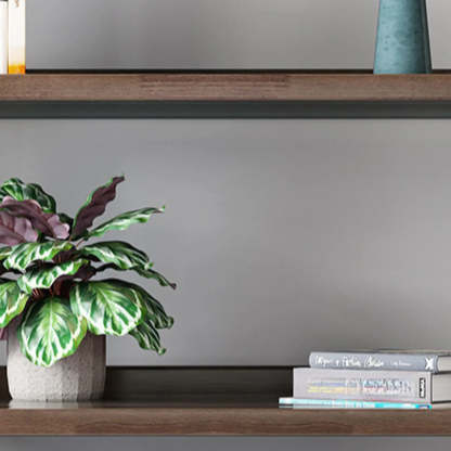 Rustic Open Brown Ladder Wood Geometric Bookcase