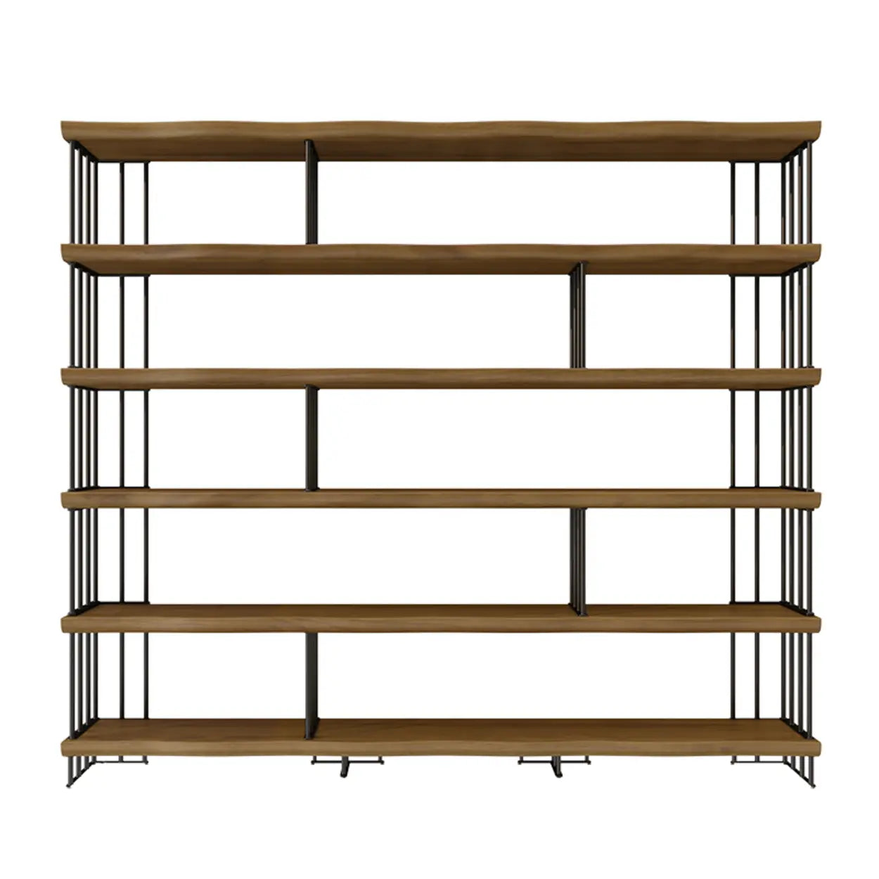 Rustic Open Pine Wood Rectangular Bookcase