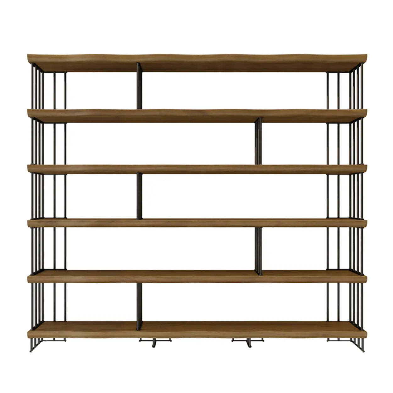 Rustic Open Pine Wood Rectangular Bookcase