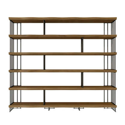 Rustic Open Pine Wood Rectangular Bookcase