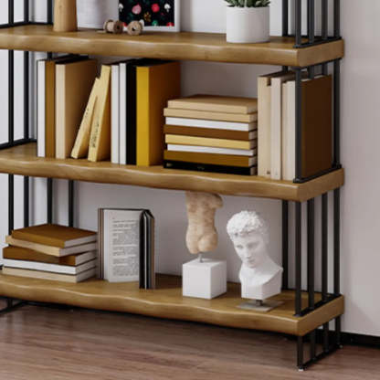 Rustic Open Pine Wood Rectangular Bookcase