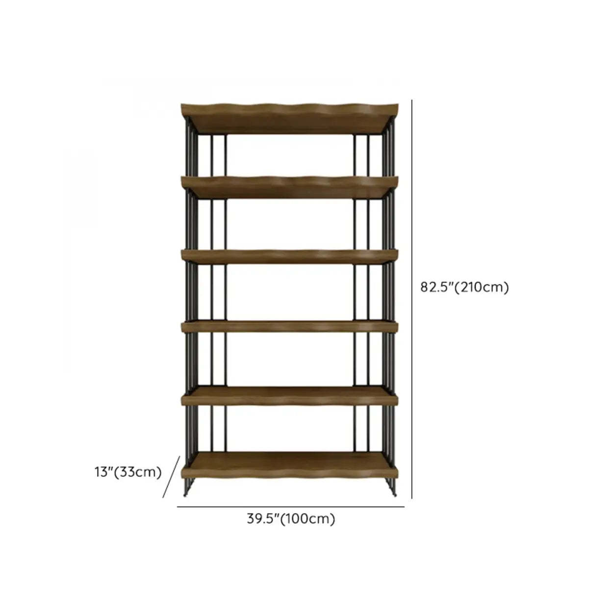 Rustic Open Pine Wood Rectangular Bookcase