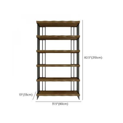 Rustic Open Pine Wood Rectangular Bookcase