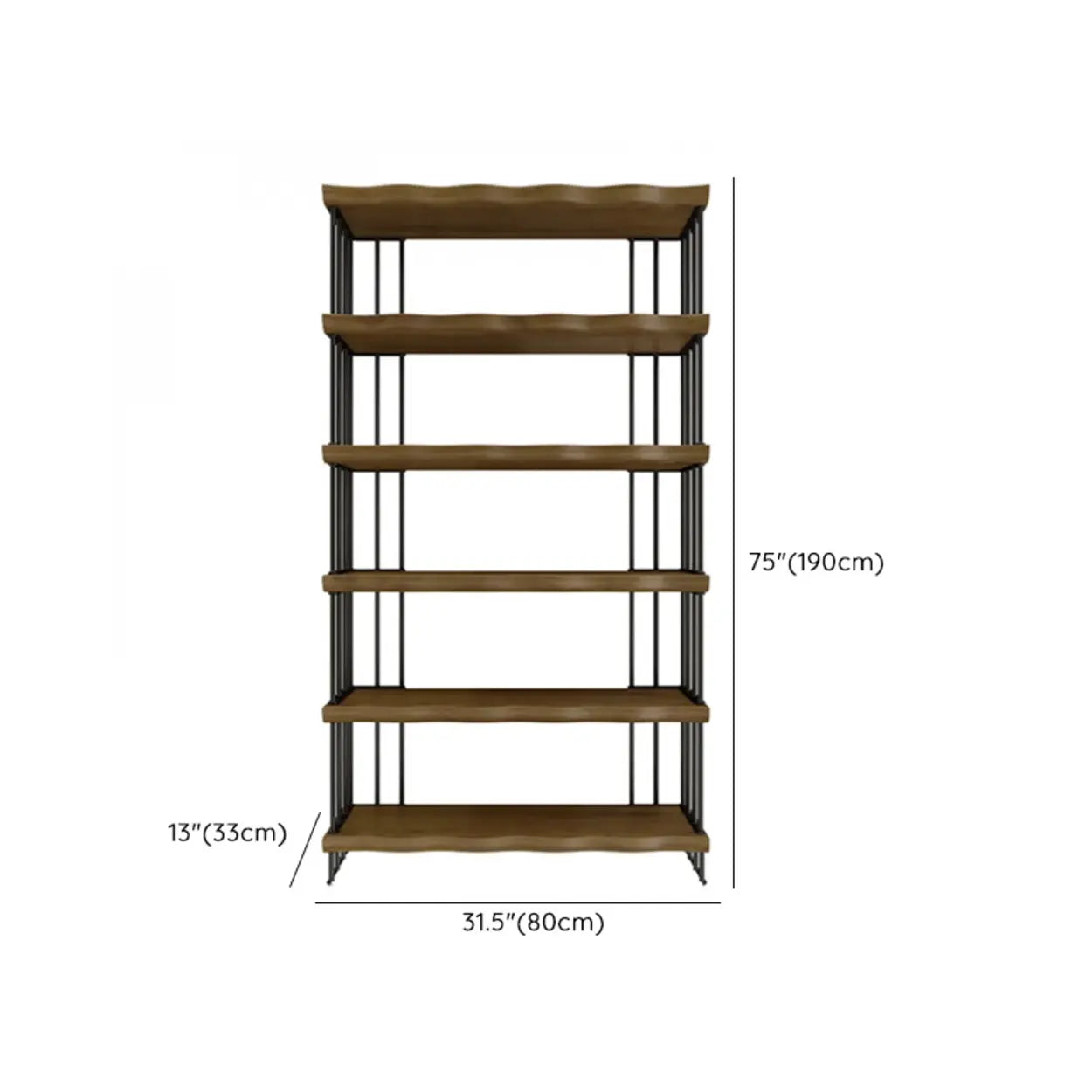 Rustic Open Pine Wood Rectangular Bookcase
