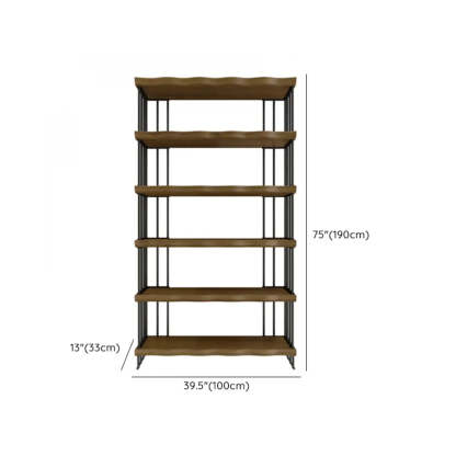 Rustic Open Pine Wood Rectangular Bookcase
